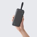 Powerbank 20000mAh USB-A USB-C ze zintegrowanym kablem 40W - szary
