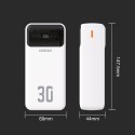 Powerbank 30000mAh USB-A USB-C K15Max PD 22.5W z kablami USB-C iPhone Lightning - biały