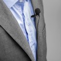 Mikrofon krawatowy przewodowy do smartfonów kamer zasilany baterią 3.5 TRRS - czarny