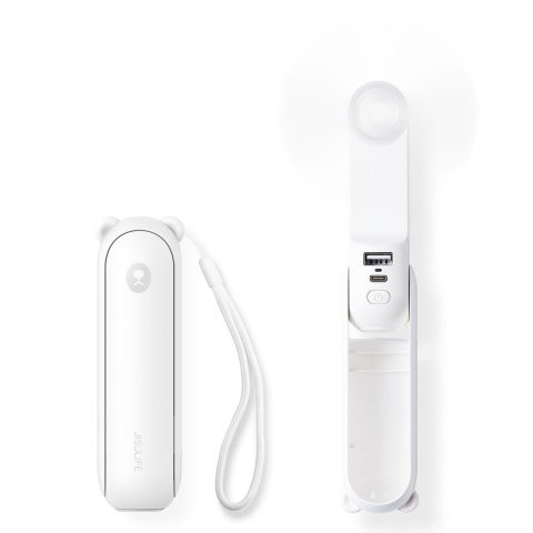 Mini wentylator przenośny wiatrak z funkcją powerbanka i latarką 2000mAh - biały