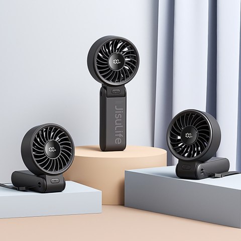 Mini wiatrak wentylator przenośny 5 prędkości 3600mAh USB-C - czarny
