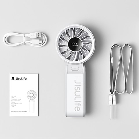 Mini wiatrak wentylator przenośny 5 prędkości 3600mAh USB-C - szary