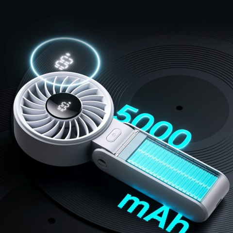 Mini wiatrak wentylator przenośny 5 prędkości 3600mAh USB-C - szary