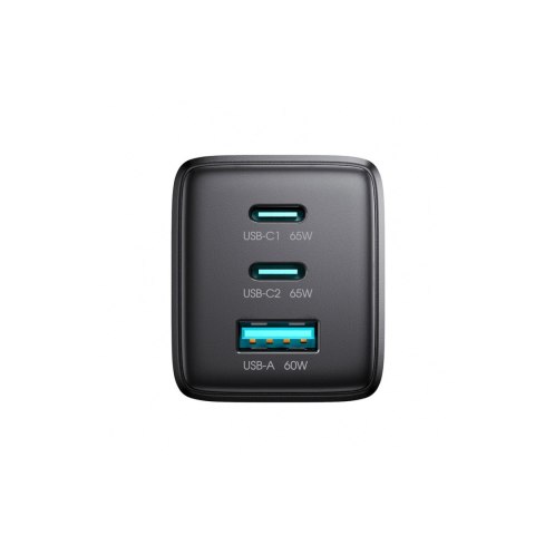 Ładowarka sieciowa USB-A USB-C GaN 65W z kablem USB-C 100W 1.2m - czarna