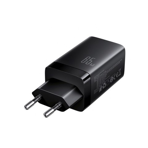 Ładowarka sieciowa USB-A USB-C GaN 65W z kablem USB-C 100W 1.2m - czarna