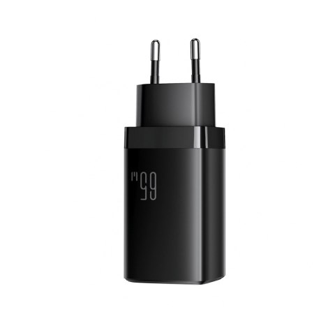 Ładowarka sieciowa USB-A USB-C GaN 65W z kablem USB-C 100W 1.2m - czarna