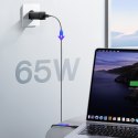 Ładowarka sieciowa USB-A USB-C GaN 65W z kablem USB-C 100W 1.2m - czarna