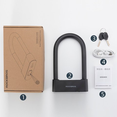 Zapięcie rowerowe SMART z czytnikiem linii papilarnych i Bluetooth - czarne