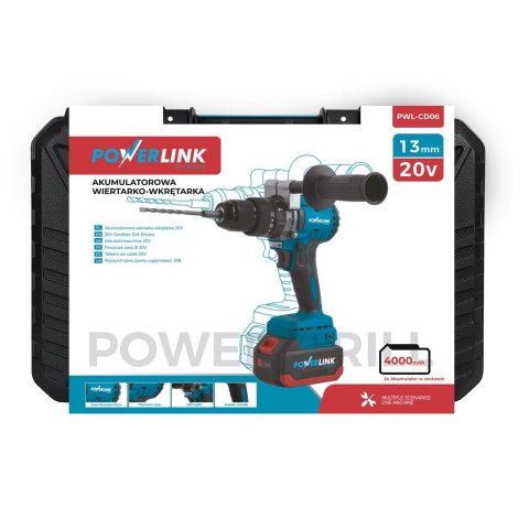 Extralink Powerlink akumulatorowa wiertarko-wkrętarka udar z rączką PWL-06 13MM 20V 2X4AH