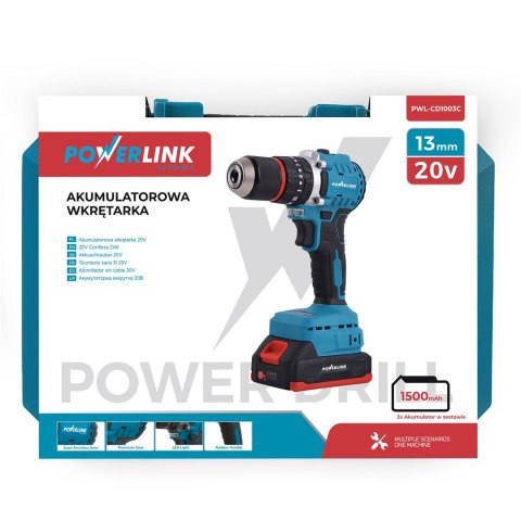 Extralink Powerlink akumulatorowa wkrętarka PWL-CD1003C 13MM 20V 2X1,5Ah