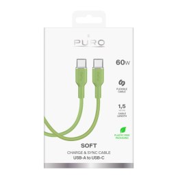 Kabel przewód elastyczny USB-C 60W 1.5m ICON - zielony