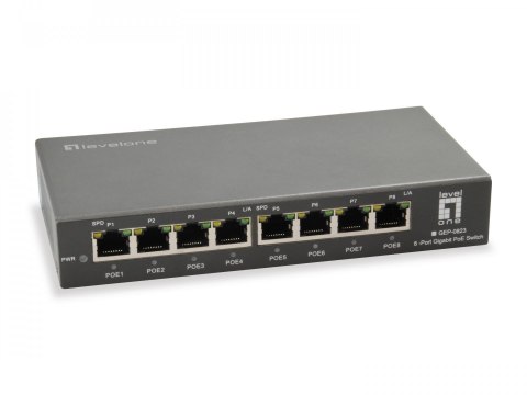 8-portowy gigabitowy przełącznik PoE, 802.3at/af PoE, 120W Producent: LEVELONE (GEP-0823)