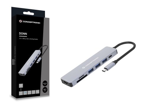Conceptronic DONN19G stacja dokująca Przewodowa USB 3.2 Gen 1 (3.1 Gen 1) Type-C Szary