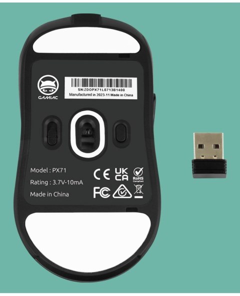 GAMIAC PX71 myszka Gaming Oburęczny RF Wireless + USB Type-A Optyczny 16000 DPI