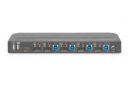 Digitus Przełącznik KVM, 4-portowy, 4K 60 Hz, 4 x DP in, 1 x DP/HDMI out