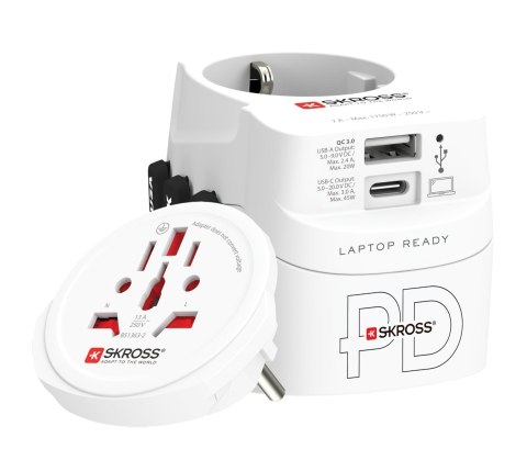 Adapter podróżny SKROSS Pro Light USB AC45PD World z USB-C biały