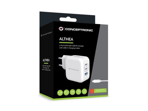 Conceptronic ALTHEA17W ładowarka do urządzeń przenośnych Uniwersalne Biały Prąd przemienny Szybkie ładowanie Wewnętrzna