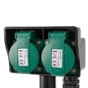Entac ESE1.5G2-5-IP44S rozgałęziacz 5 m 2 x gniazdo sieciowe Zewnętrzna Czarny, Zielony