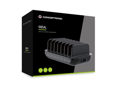 Ładowarka Conceptronic OZUL07B 7Port 7xUSB-C Multi 160WPD3.0 bk