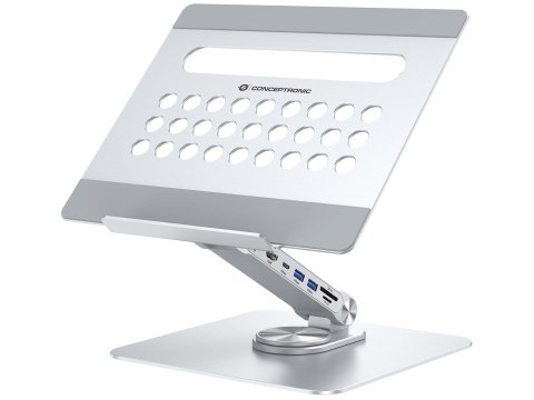 CONCEPTRONIC Uchwyt na laptopa ze stacją dokującą 7 w 1 srebrny