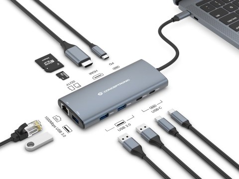 Conceptronic DONN06G Przewodowa USB 3.2 Gen 1 (3.1 Gen 1) Type-C Szary