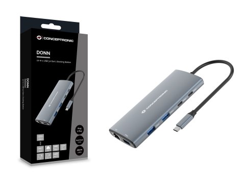 Conceptronic DONN06G Przewodowa USB 3.2 Gen 1 (3.1 Gen 1) Type-C Szary
