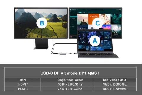 Conceptronic DONN13G stacja dokująca Przewodowa USB 3.2 Gen 1 (3.1 Gen 1) Type-C Szary