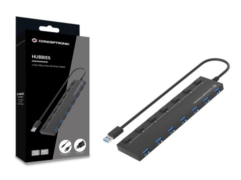 Conceptronic HUBBIES19BP huby i koncentratory USB 3.2 Gen 1 (3.1 Gen 1) Type-A 5000 Mbit/s Czarny