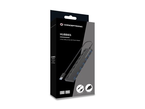 Conceptronic HUBBIES19BP huby i koncentratory USB 3.2 Gen 1 (3.1 Gen 1) Type-A 5000 Mbit/s Czarny