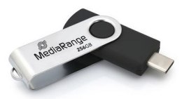 MediaRange MR1955 pamięć USB 256 GB USB Type-C 3.2 Gen 1 (3.1 Gen 1) Czarny, Srebrny