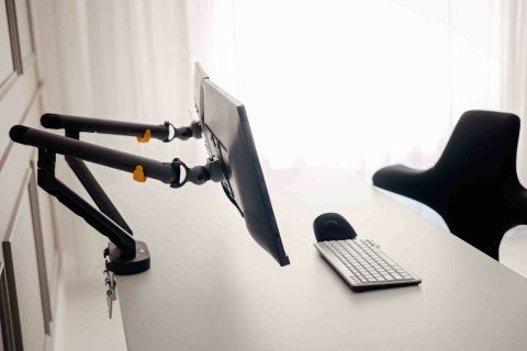 BakkerElkhuizen Bakker Elkhuizen Flexible Dual - Zestaw montażowy - Regulowane podwójne ramię - Do 2 monitorów - Aluminium, stal