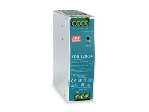 Zasilacz przemysłowy LevelOne 24VDC/120W+szyna DIN srebrny
