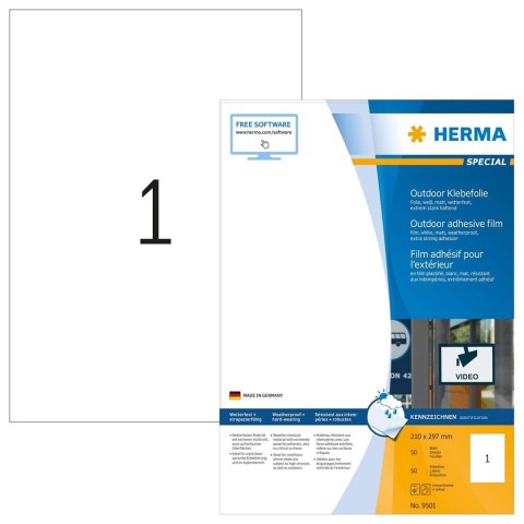 HERMA 9501 samoprzylepne etykiety Prostokąt Na stałe Biały 50 szt.