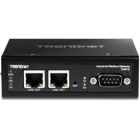 Brama przemysłowa TRENDnet TI-M12 - 100Mb LAN, RS-232, RS-485, Modbus, RS-442 - DC - Możliwość montażu na ścianie / szynie DIN -