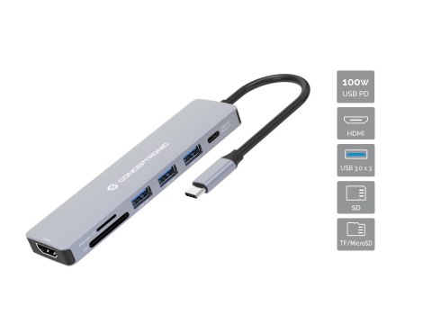 Conceptronic DONN19G stacja dokująca Przewodowa USB 3.2 Gen 1 (3.1 Gen 1) Type-C Szary