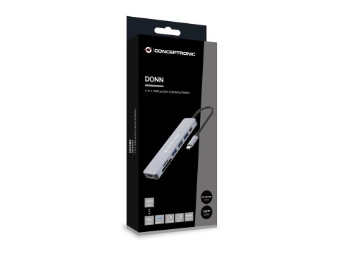 Conceptronic DONN19G stacja dokująca Przewodowa USB 3.2 Gen 1 (3.1 Gen 1) Type-C Szary