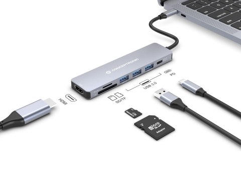Conceptronic DONN19G stacja dokująca Przewodowa USB 3.2 Gen 1 (3.1 Gen 1) Type-C Szary