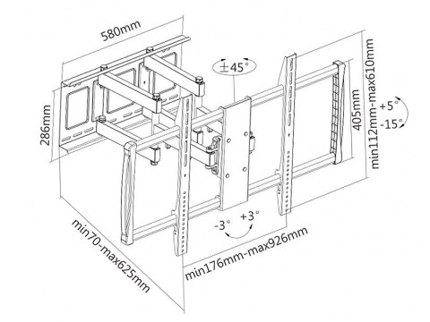 Uchwyt Maclean MC-679 (Obrotowy, ścienny, Uchylny - 100"; Max. 80kg)