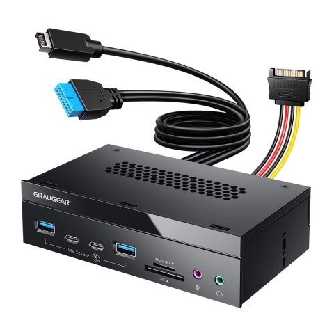GRAUGEAR Panel frontowy 4-Fach + czytnik kart USB, SD, Micro