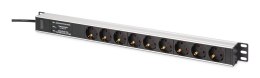 Digitus DN-95438 rozdzielacz zasilania PDU 9 x gniazdo sieciowe 1U Czarny, Srebrny