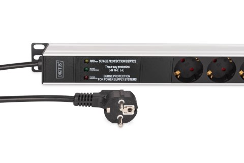 Digitus DN-95438 rozdzielacz zasilania PDU 9 x gniazdo sieciowe 1U Czarny, Srebrny