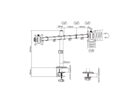 Equip 650157 uchwyt / stojak do monitorów 81,3 cm (32") Biurko Czarny