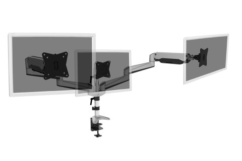 Ramię biurkowe potrójne (zacisk) 3xLCD max. 27" max. 6kg uchylno-obrotowe 360° (PIVOT)