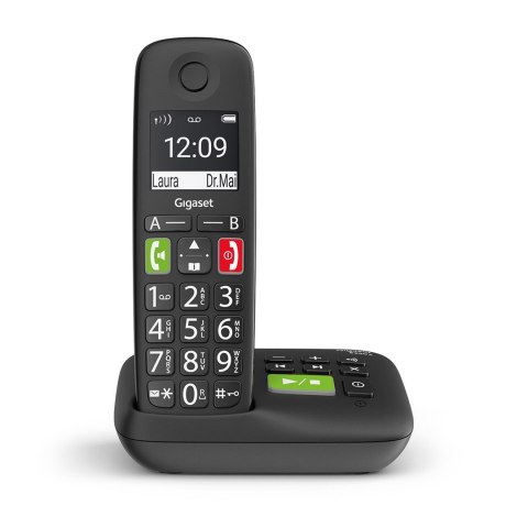 Telefon bezprzewodowy Gigaset E290A analogowy/DECT Nazwa i identyfikacja dzwoniącego Czarny
