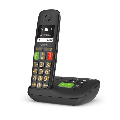 Telefon bezprzewodowy Gigaset E290A analogowy/DECT Nazwa i identyfikacja dzwoniącego Czarny