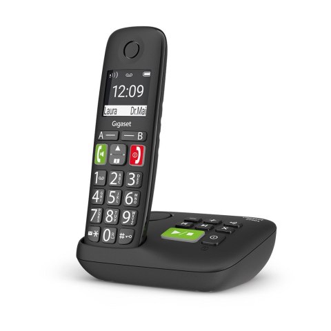 Telefon bezprzewodowy Gigaset E290A analogowy/DECT Nazwa i identyfikacja dzwoniącego Czarny