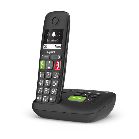 Telefon bezprzewodowy Gigaset E290A analogowy/DECT Nazwa i identyfikacja dzwoniącego Czarny