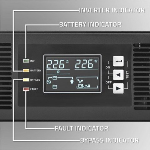 Qoltec 52285 zasilacz UPS Podwójnej konwersji (online) 1 kVA 1000 W 2 x gniazdo sieciowe
