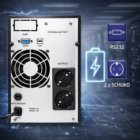 QOLTEC ZASILACZ AWARYJNY PURE SINE WAVE 1KVA 800W | AVR | LCD