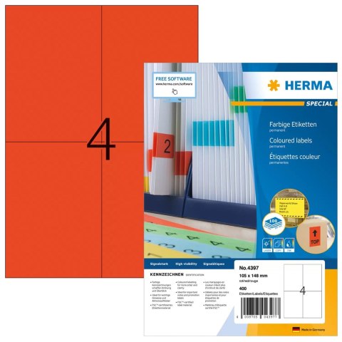 HERMA 4397 etykiet do nadruku Czerwony Samoprzylepne etykiety do drukowania